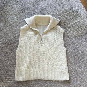 Cream Knit Sleeveless Sweater
